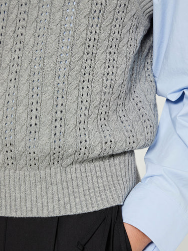 Dunst - Unisex Crochet Knit Vest in Melange Grey