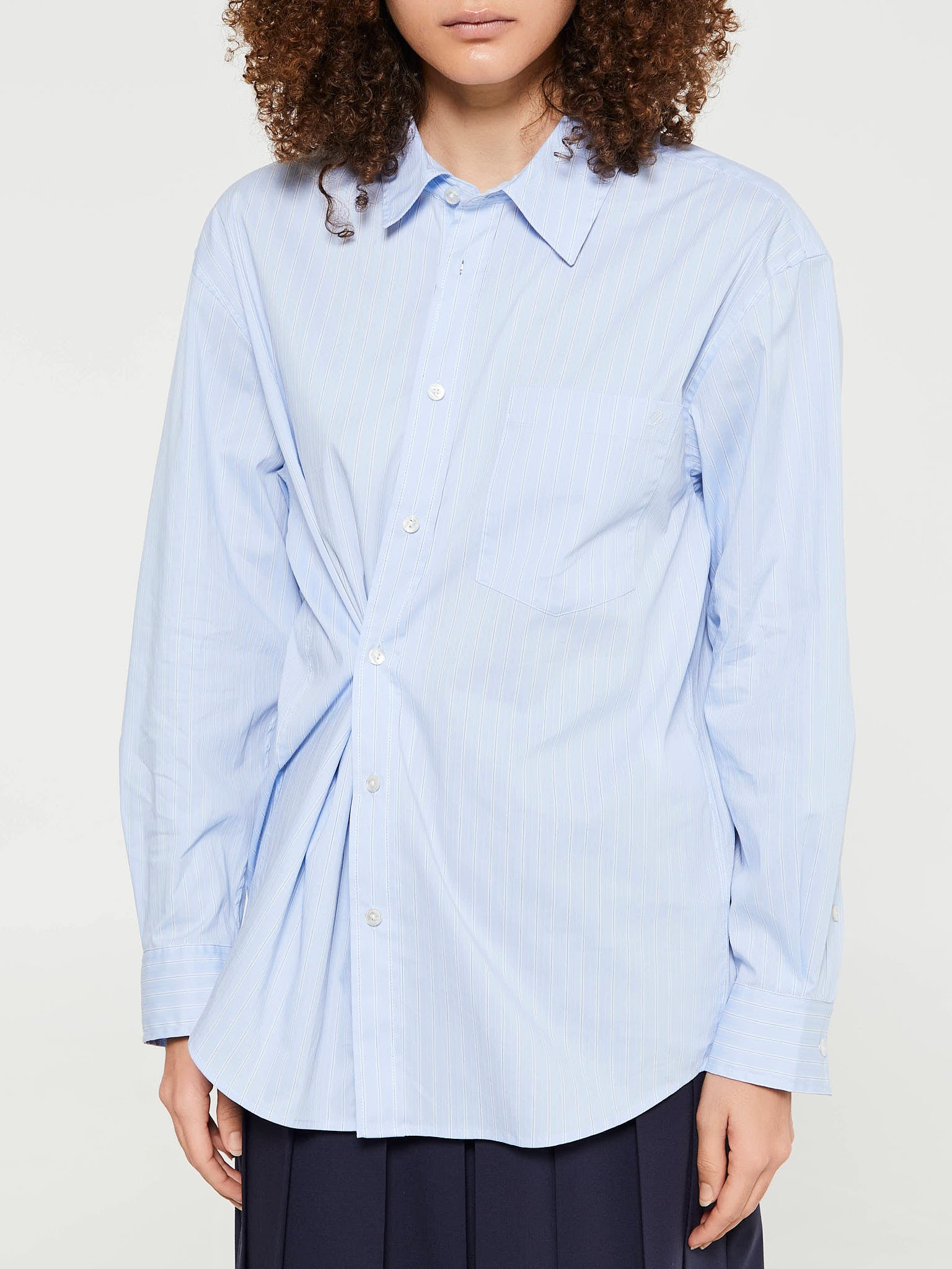 Dunst - Unisex Striped Oversized Shirt in Skyblue Stripe