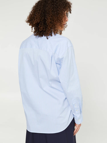 Dunst - Unisex Striped Oversized Shirt in Skyblue Stripe