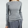 Dunst - Buttoned Slit Knit Top in Melange Grey