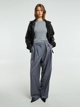 Dunst - Buttoned Slit Knit Top in Melange Grey
