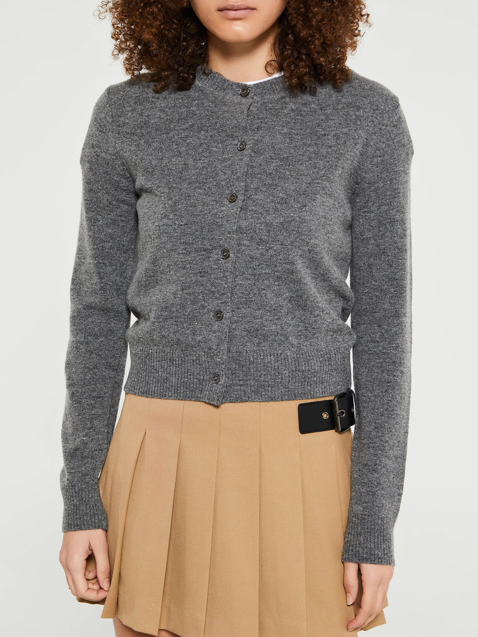 Dunst - Essential Crewneck Knit Cardigan in Melange Grey