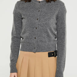 Dunst - Essential Crewneck Knit Cardigan in Melange Grey