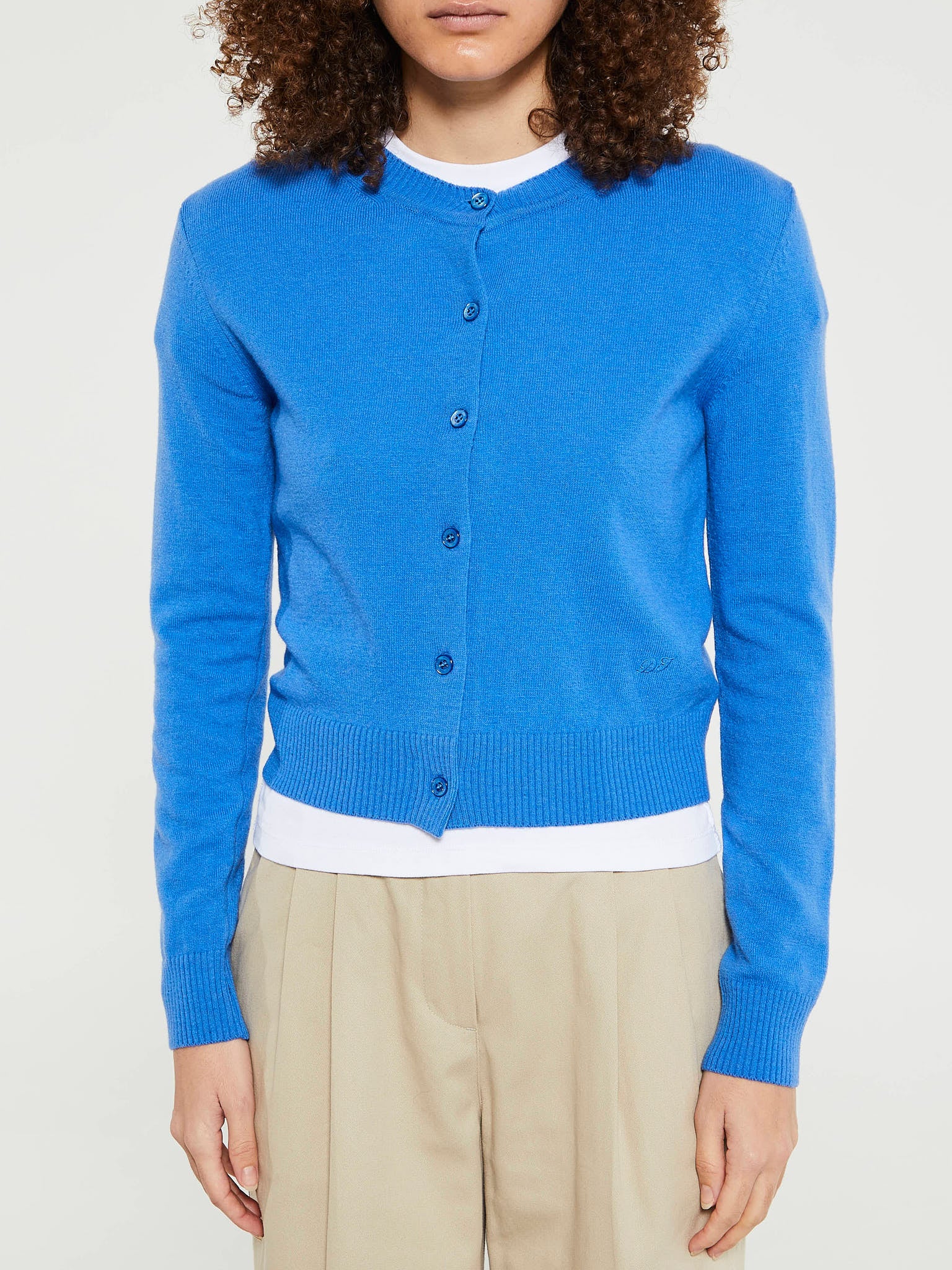 Dunst - Essential Crewneck Knit Cardigan in Blue