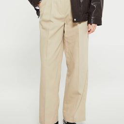 Dunst - Double Pleated Chino Slacks in Beige