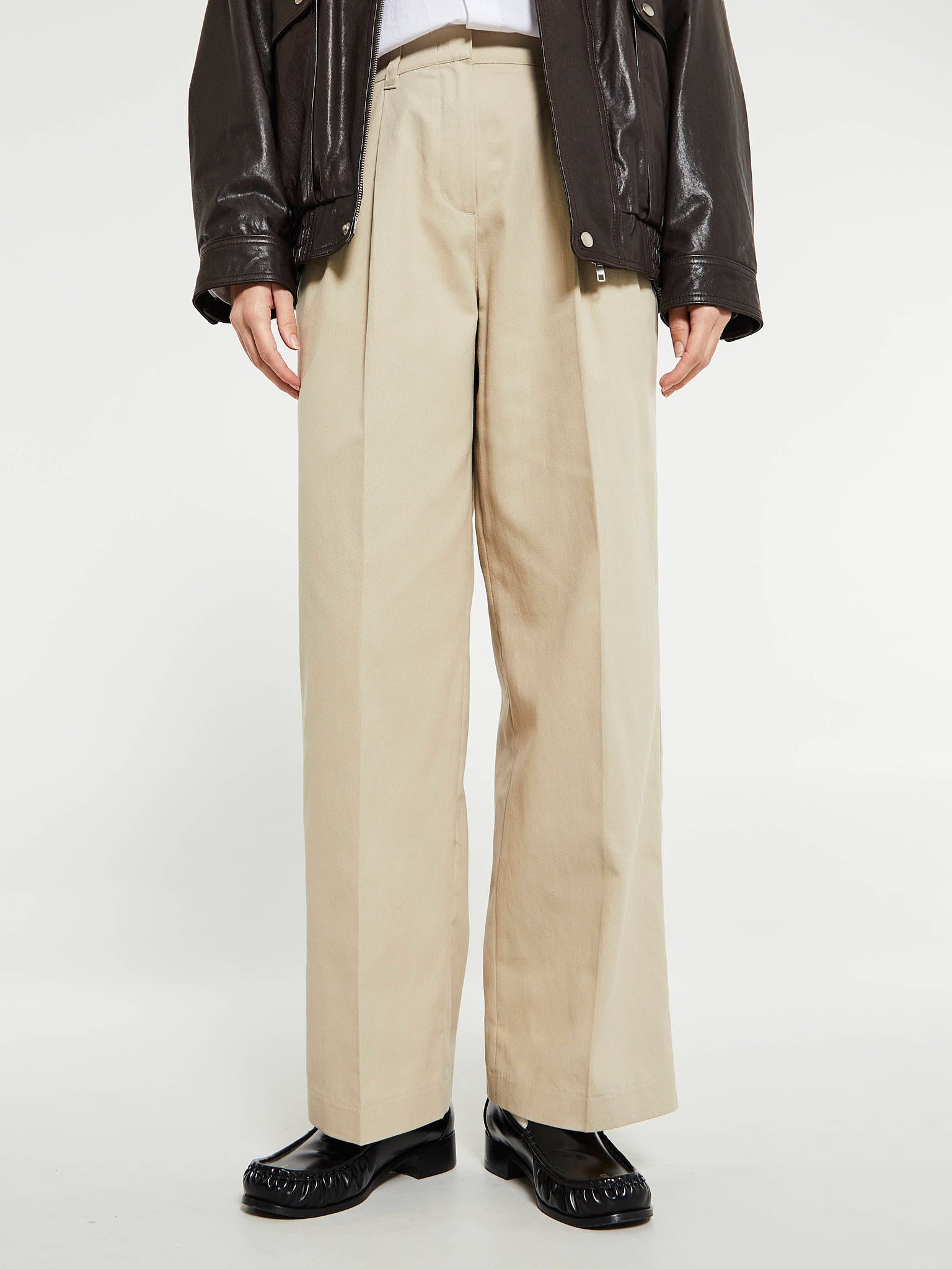 Dunst - Double Pleated Chino Slacks in Beige