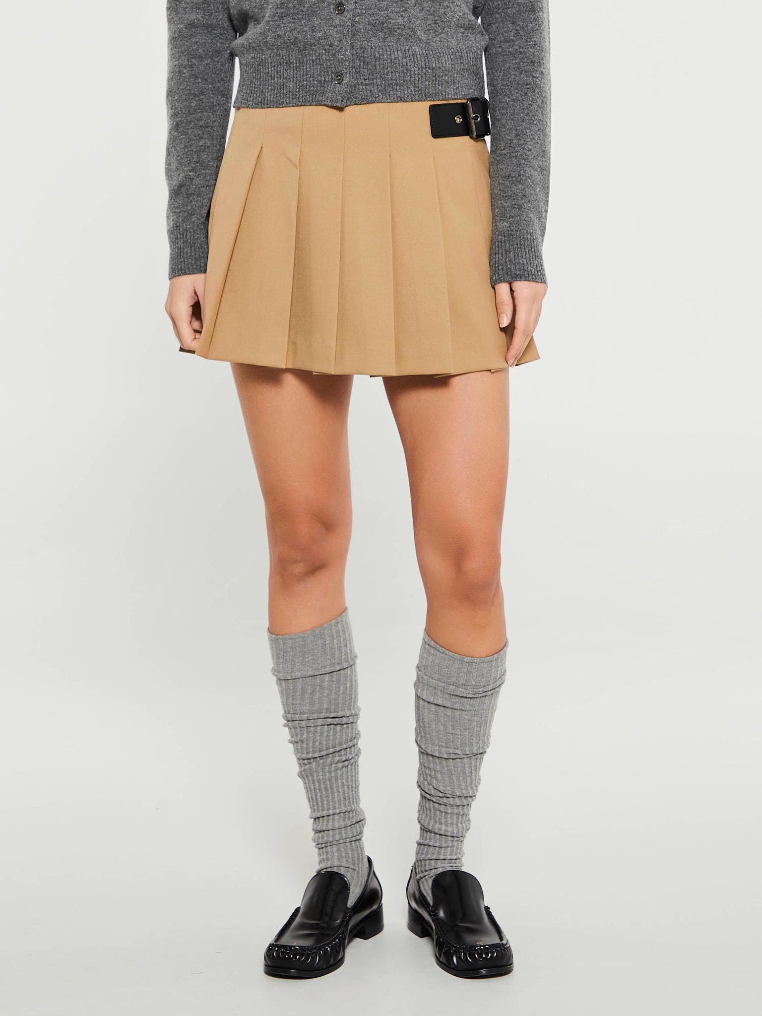 Dunst - Mini Pleats Skirt in Camel Beige