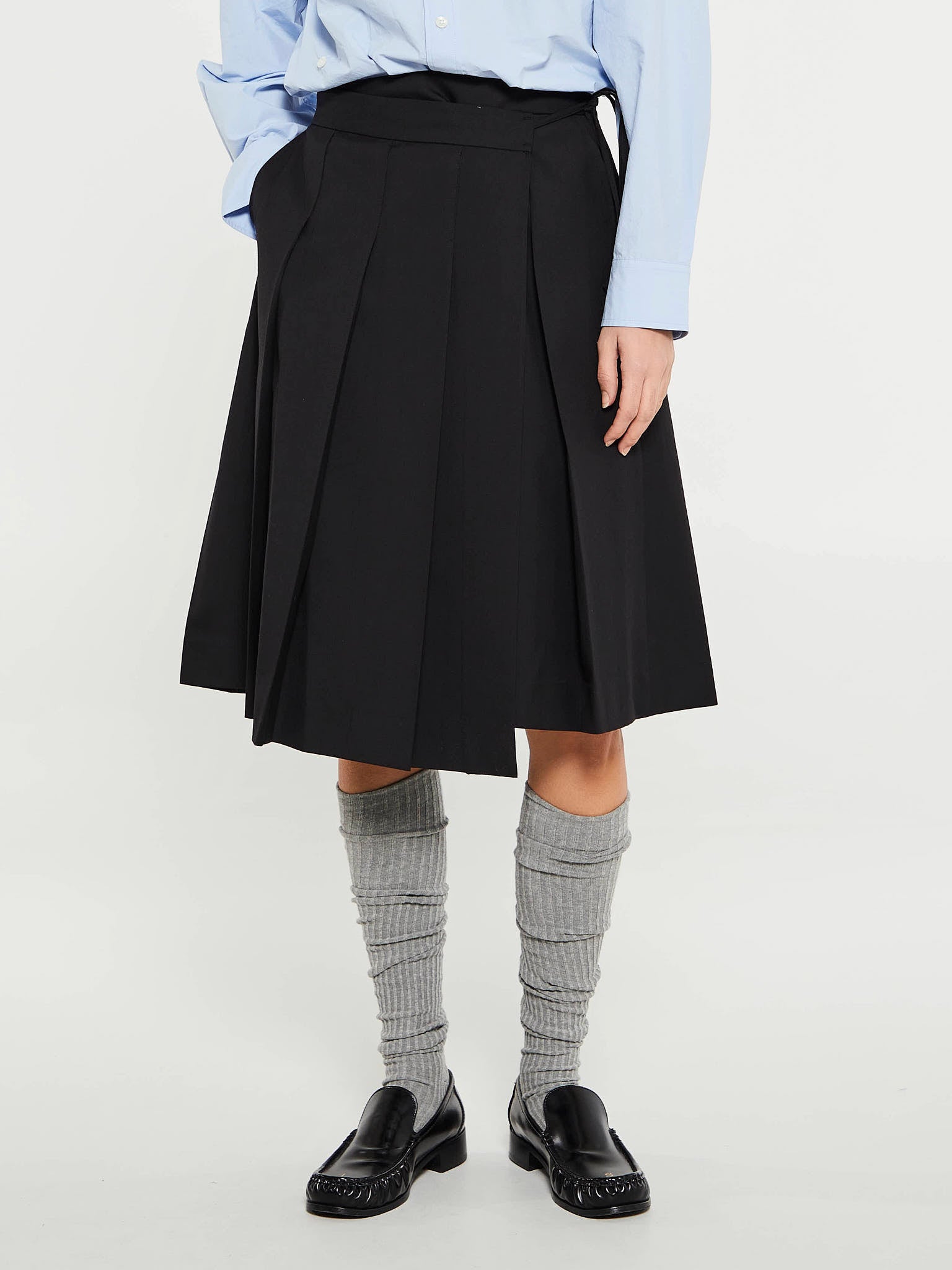 Dunst - Ribboned Pleats Skirt in Black