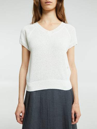 Dunst - Summer Linen V-Neck Knit in Natural