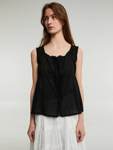 Dunst - Shirring Sleeveless Blouse in Black