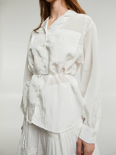 Dunst - Silky Belted Blouse in White