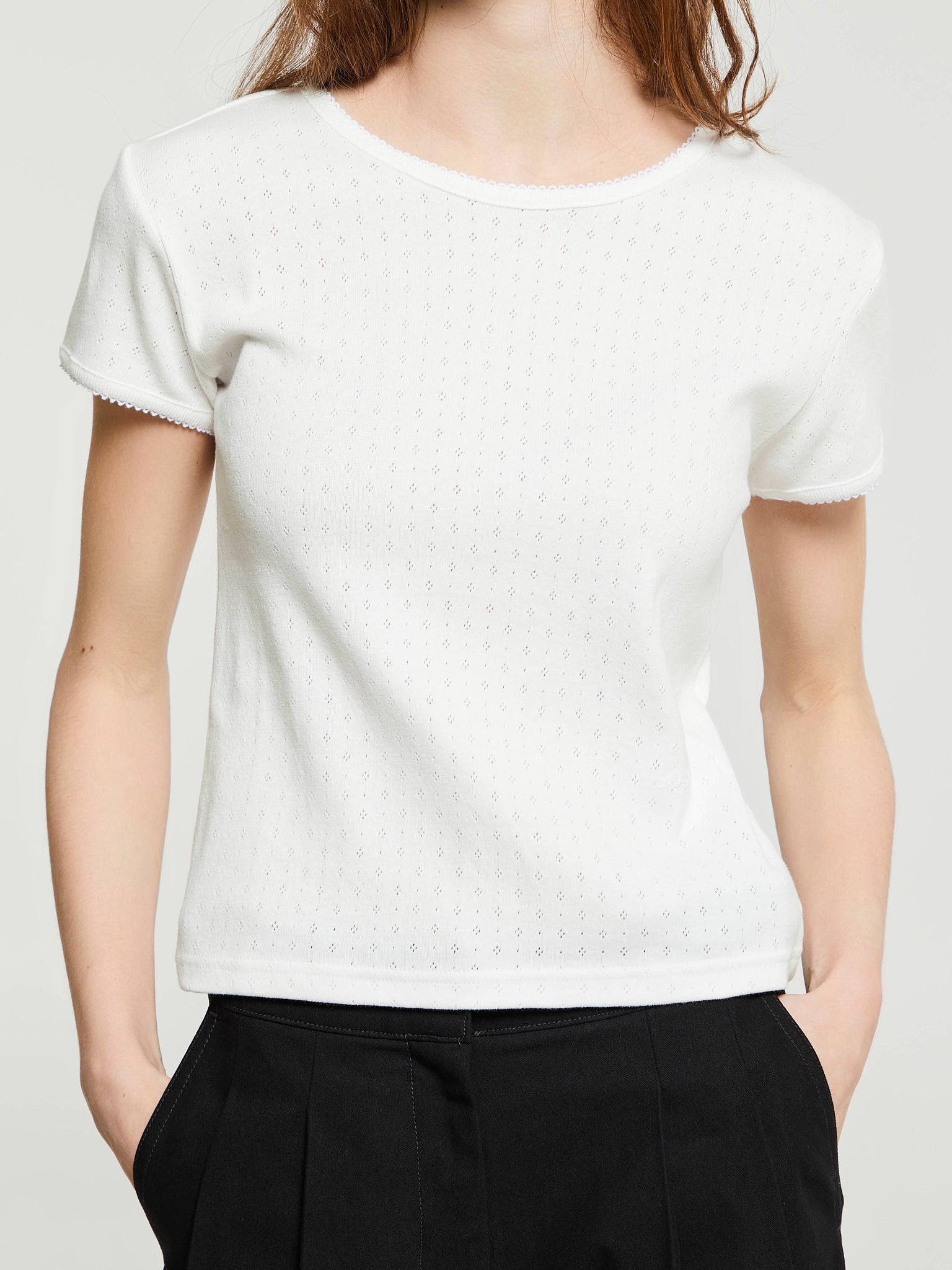 Dunst - Essential Slim-Fit Crochet Top in White