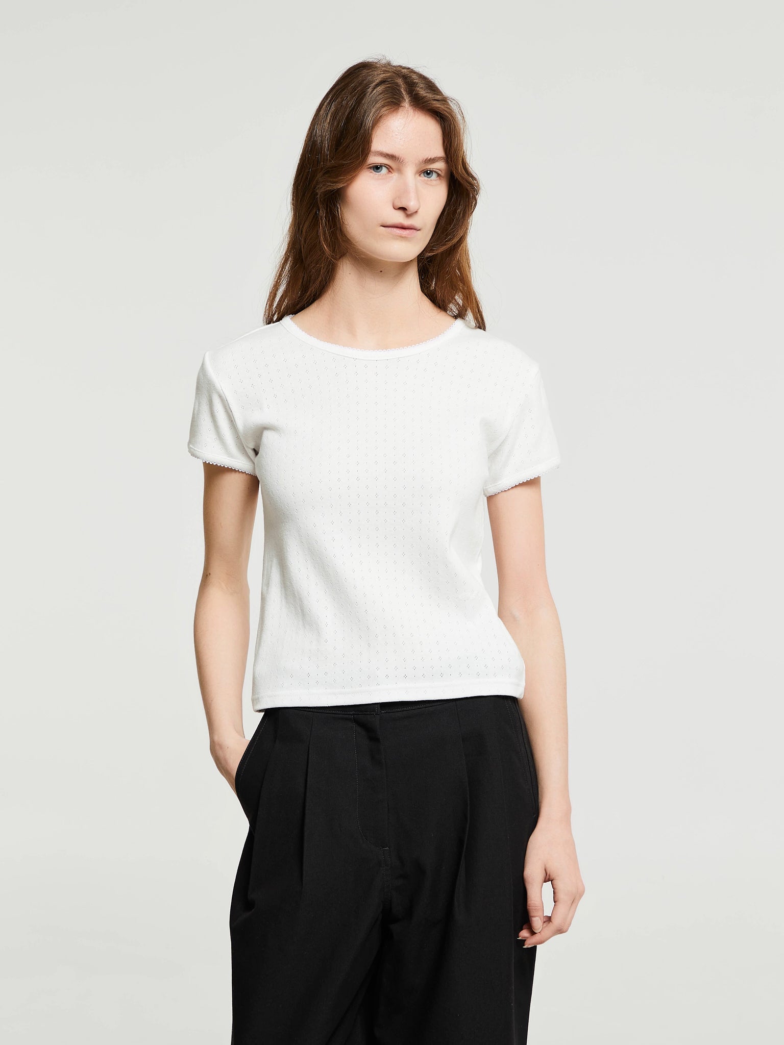 Dunst - Essential Slim-Fit Crochet Top in White