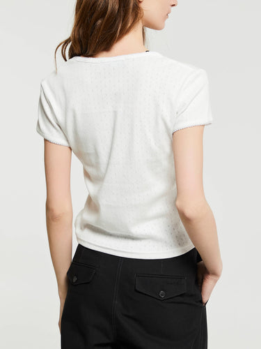 Dunst - Essential Slim-Fit Crochet Top in White