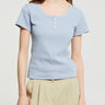 Dunst - Classic Scoop Neck Top in Soft Blue