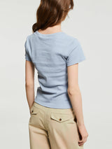 Dunst - Classic Scoop Neck Top in Soft Blue
