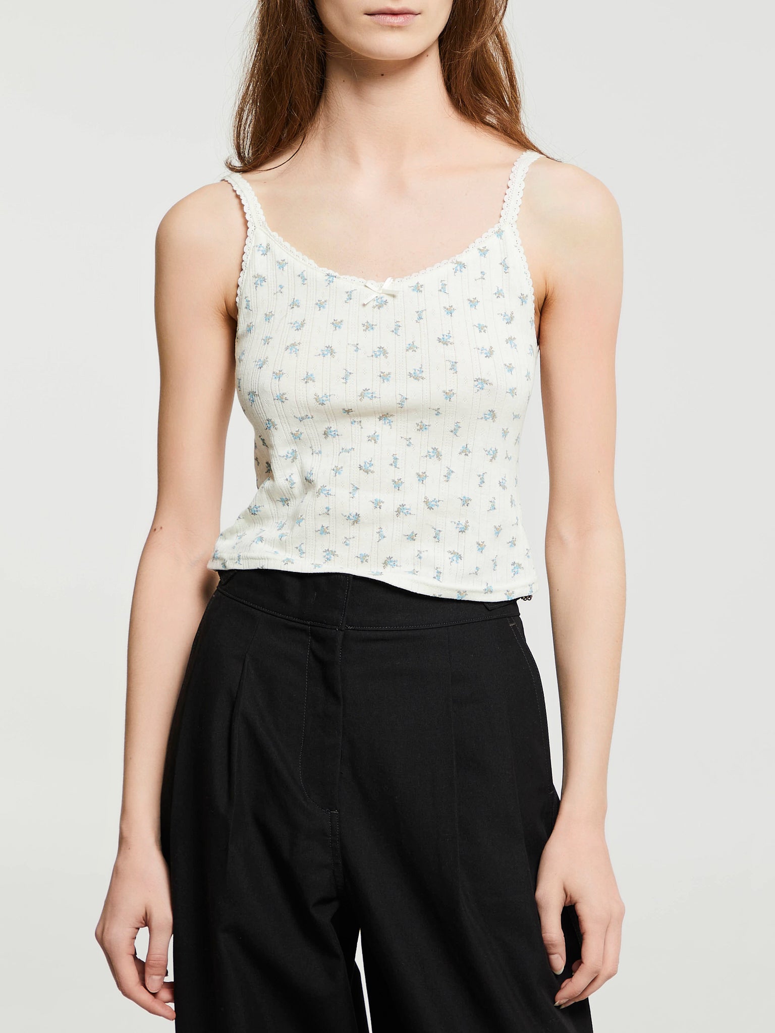 Dunst - Pointelle Sleeveless Top in Cream/Flower