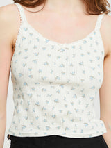 Dunst - Pointelle Sleeveless Top in Cream/Flower