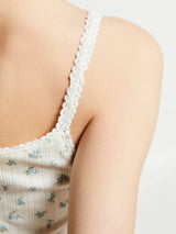 Dunst - Pointelle Sleeveless Top in Cream/Flower