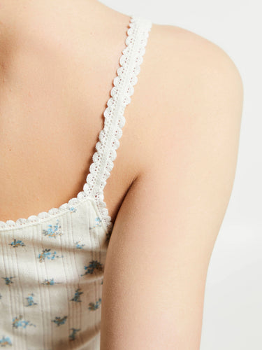 Dunst - Pointelle Sleeveless Top in Cream/Flower