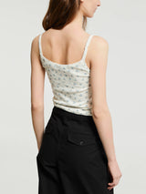 Dunst - Pointelle Sleeveless Top in Cream/Flower