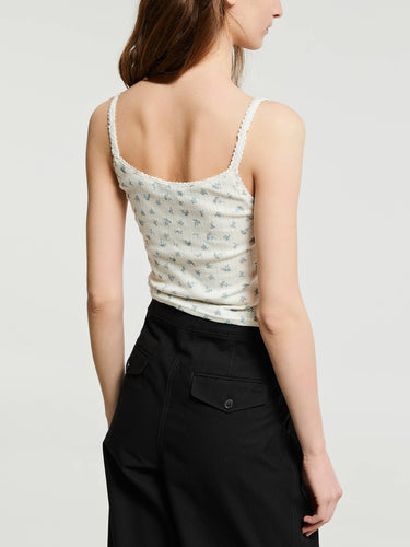 Dunst - Pointelle Sleeveless Top in Cream/Flower