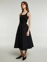 Dunst - Jersey Mixed Long Dress in Black
