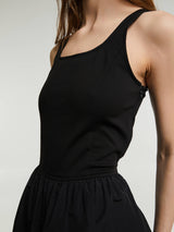 Dunst - Jersey Mixed Long Dress in Black