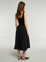 Dunst - Jersey Mixed Long Dress in Black