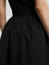 Dunst - Jersey Mixed Long Dress in Black