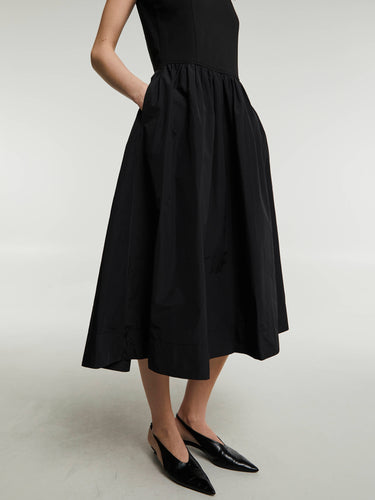 Dunst - Jersey Mixed Long Dress in Black