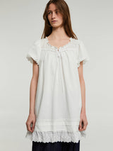 Dunst - Puff Shirring Mini Dress in White