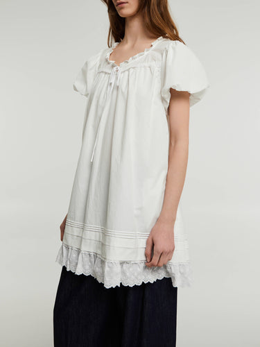Dunst - Puff Shirring Mini Dress in White