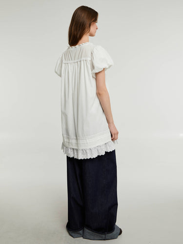 Dunst - Puff Shirring Mini Dress in White
