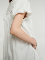Dunst - Puff Shirring Mini Dress in White