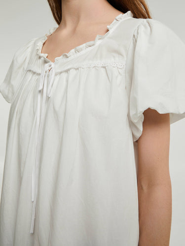 Dunst - Puff Shirring Mini Dress in White