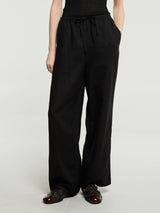 Dunst - Linen Cotton Banded Pants in Black