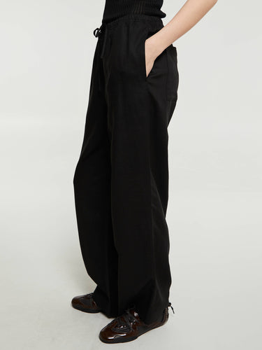 Dunst - Linen Cotton Banded Pants in Black