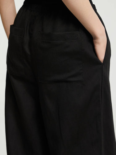 Dunst - Linen Cotton Banded Pants in Black