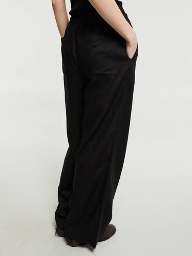Dunst - Linen Cotton Banded Pants in Black
