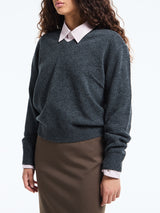 Dunst - Unisex Cashmere V-Neck Sweater in Charcoal Grey