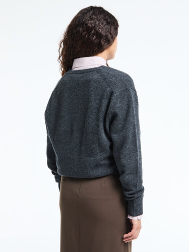 Dunst - Unisex Cashmere V-Neck Sweater in Charcoal Grey