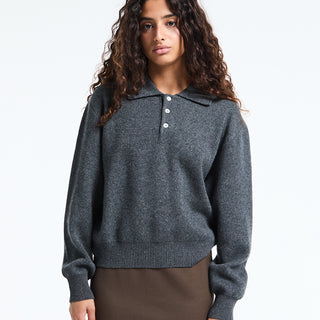 Dunst - Unisex Cashmere Collared Sweater in Charcoal Grey
