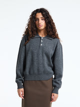 Dunst - Unisex Cashmere Collared Sweater in Charcoal Grey