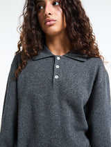 Dunst - Unisex Cashmere Collared Sweater in Charcoal Grey