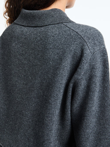 Dunst - Unisex Cashmere Collared Sweater in Charcoal Grey