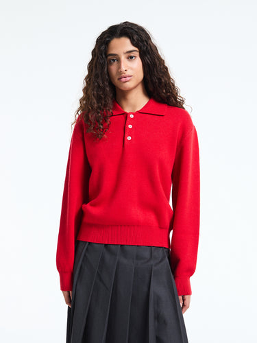 Dunst - Unisex Cashmere Collared Sweater in Red