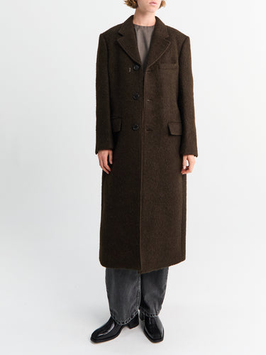 Dunst - Unisex 2-Way 3 Button Boucle Wool Coat in Brown