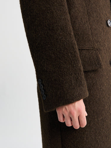Dunst - Unisex 2-Way 3 Button Boucle Wool Coat in Brown