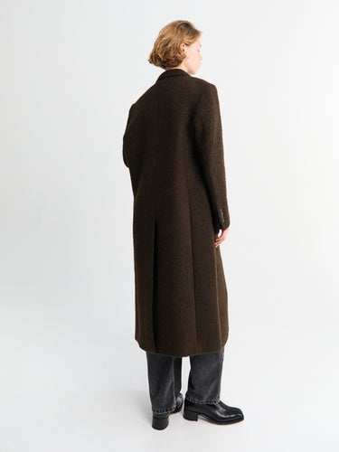 Dunst - Unisex 2-Way 3 Button Boucle Wool Coat in Brown
